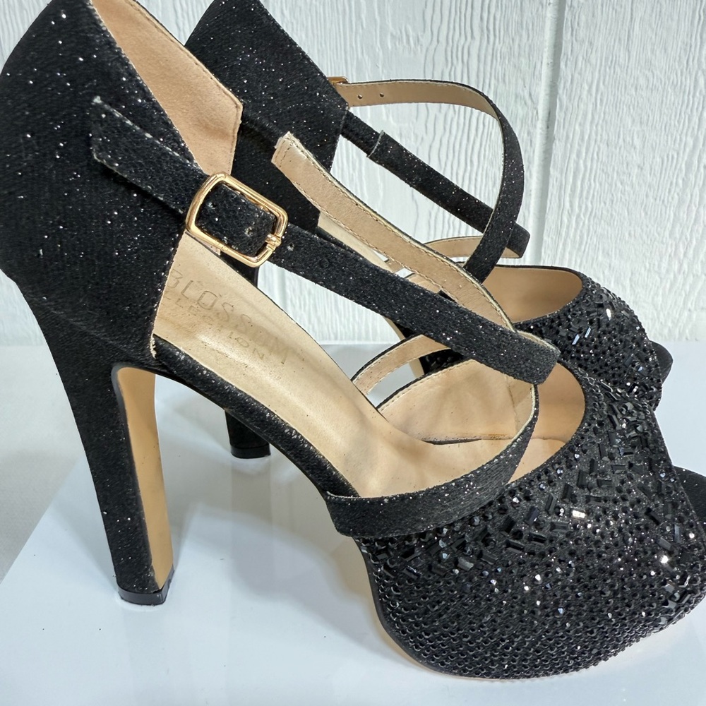De Blossom Collection Sparkling Black Heels - Picture 4 of 9